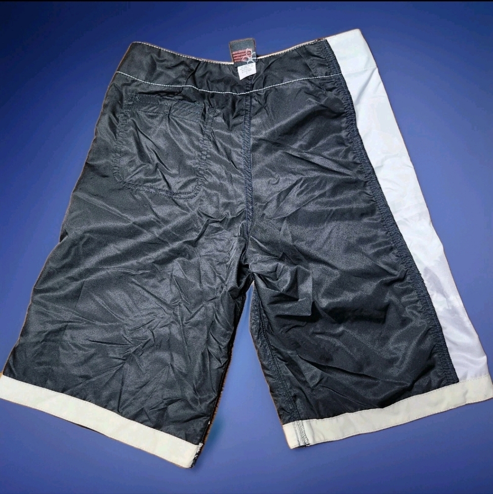 VTG NWT Aaron Chang "Tres Palms" Boardshorts Size 5 Black & Tan Palm Tree Print - Picture 12 of 13